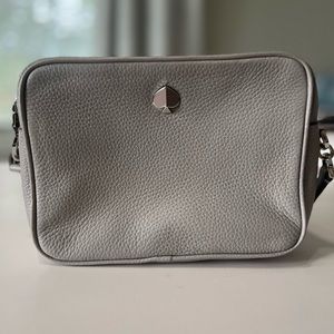 Kate Spade light gray Pebbled Leather medium camera bag